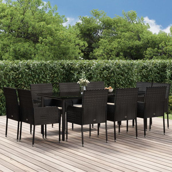 Hokku Designs 11 Piece Patio Dining Set with Cushions Poly Rattan Wayfair